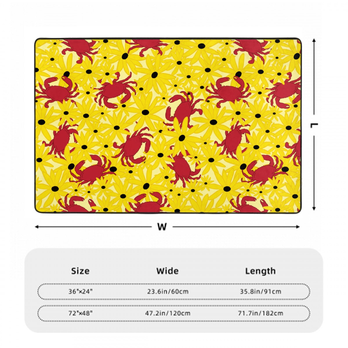 Crabs and Susans Flannel Non Slip Area Rug