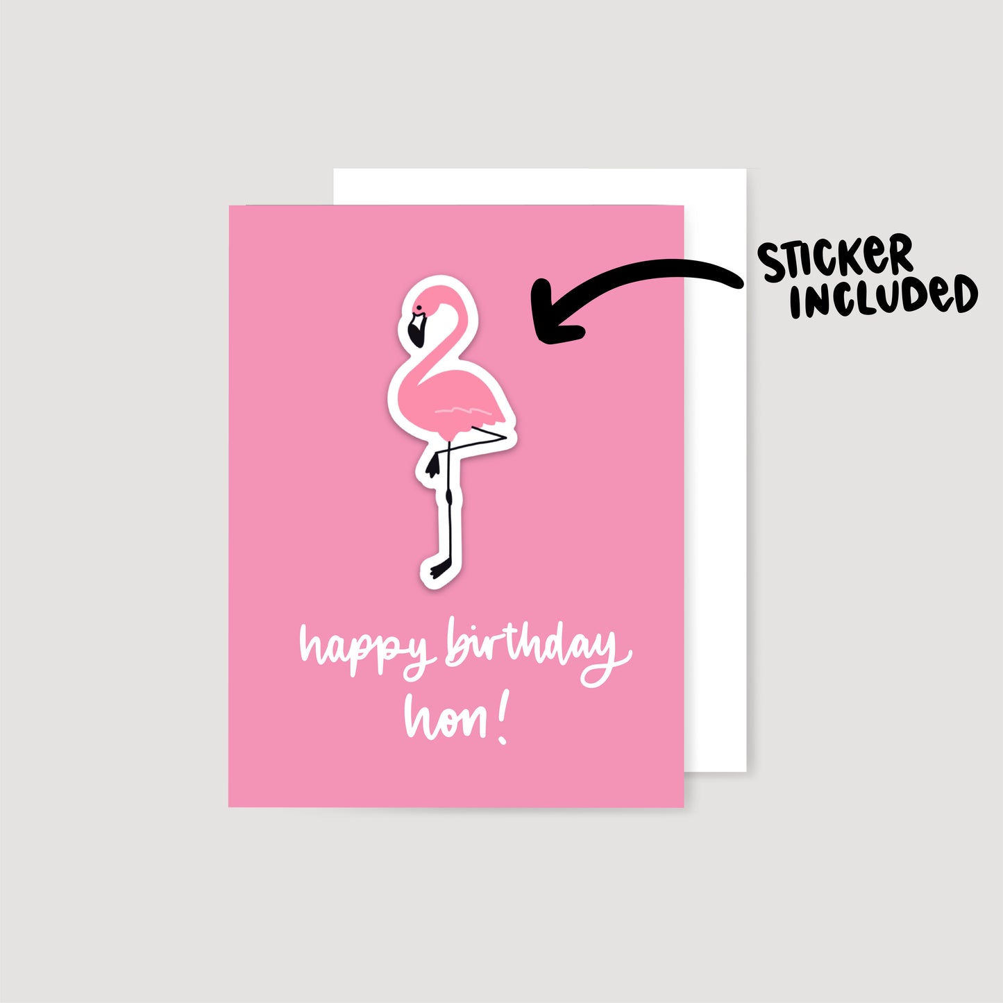 Happy Birthday Hon Flamingo Sticker Card