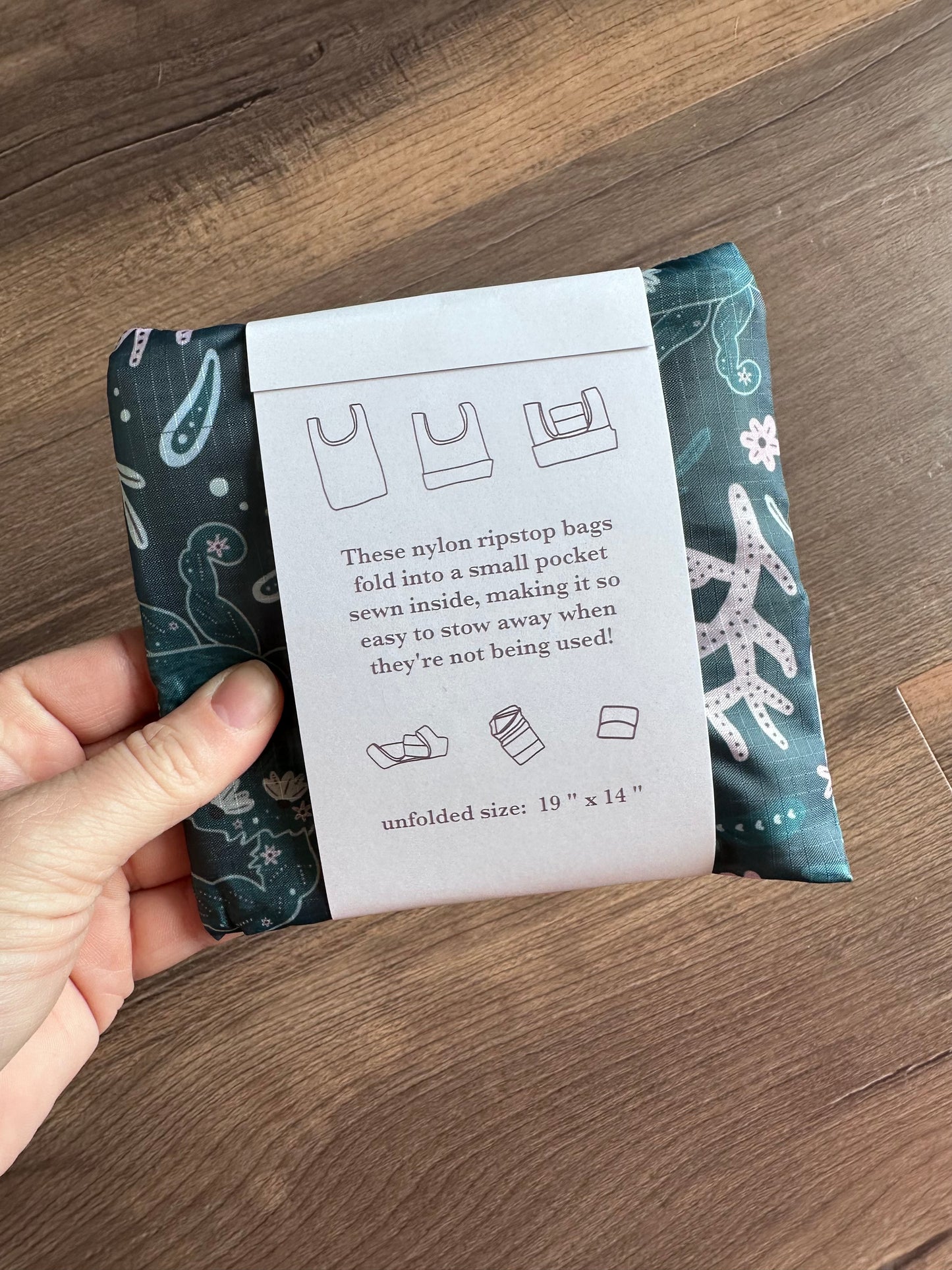 Floral Crab Packable Tote Bag