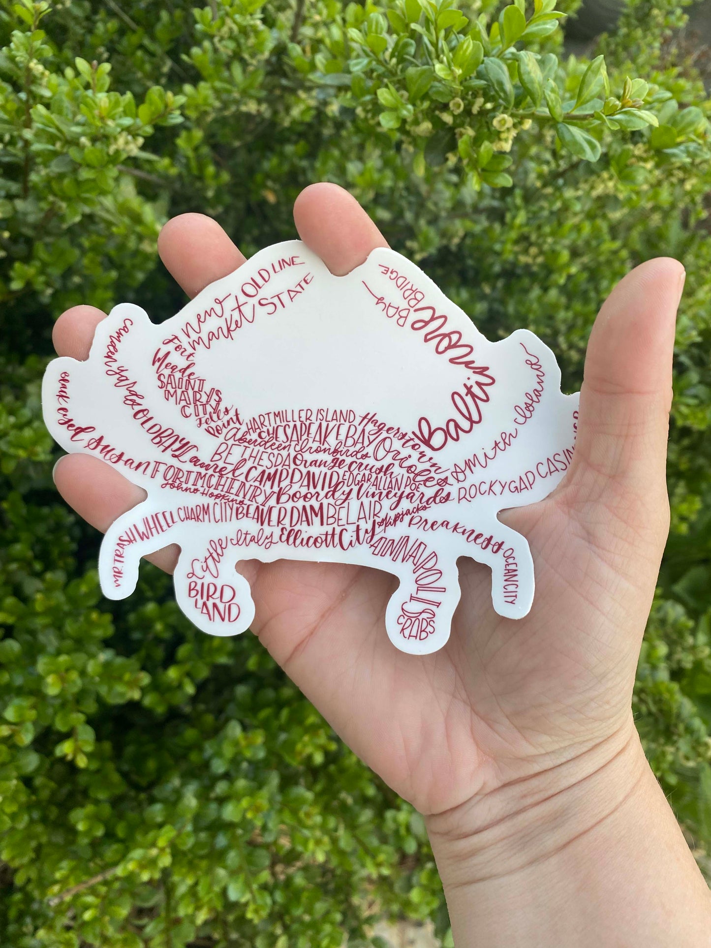 Maryland Hand Lettered Crab Stickers