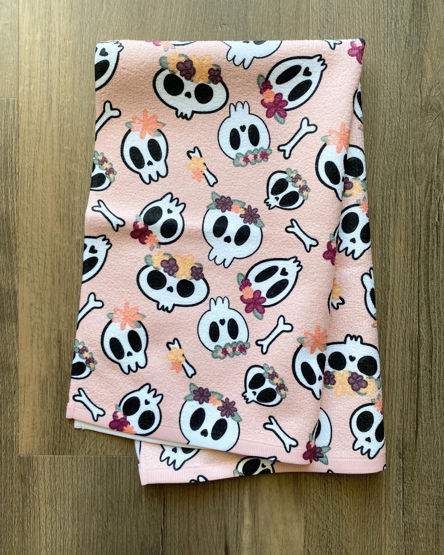 Floral Skulls Halloween Towel