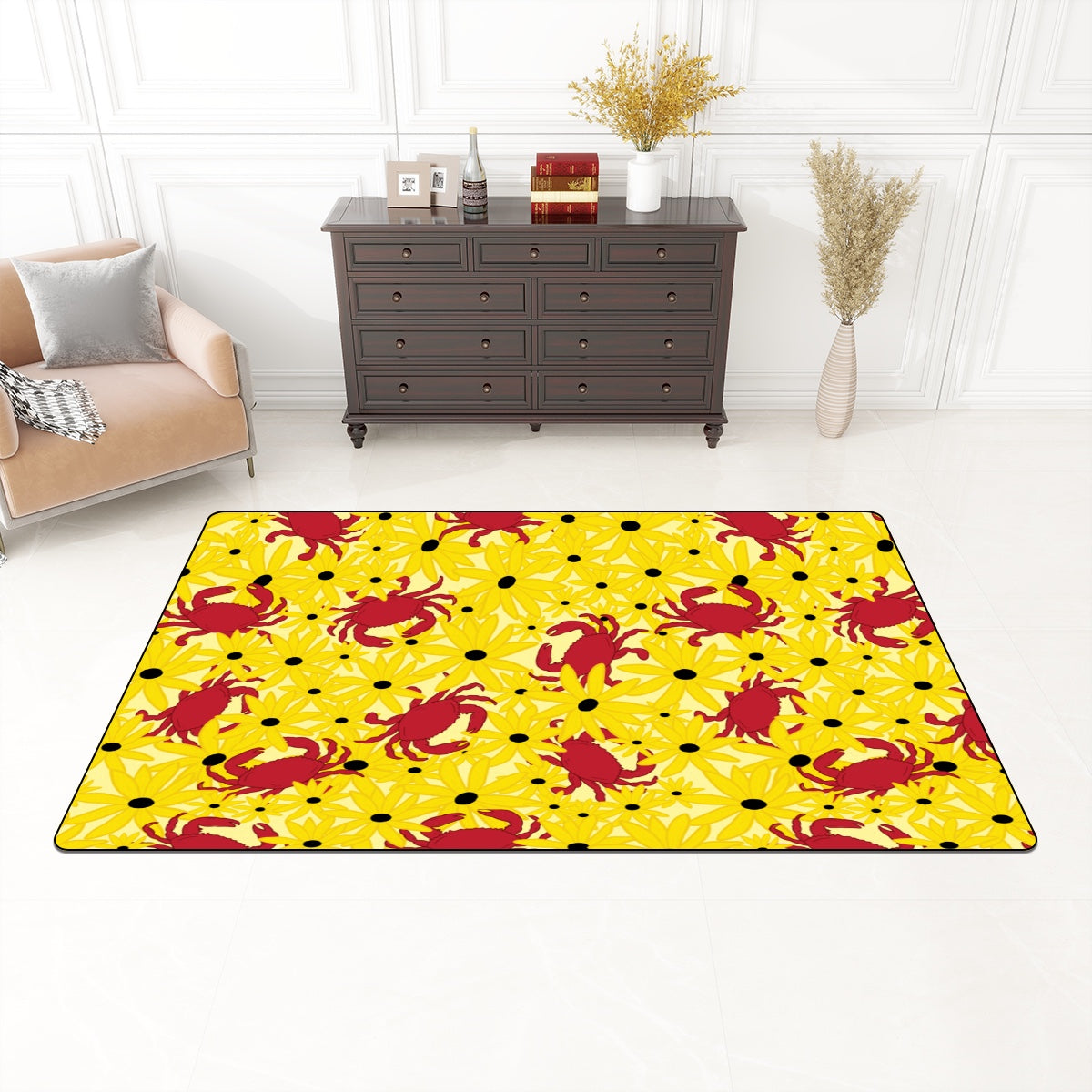 Crabs and Susans Flannel Non Slip Area Rug