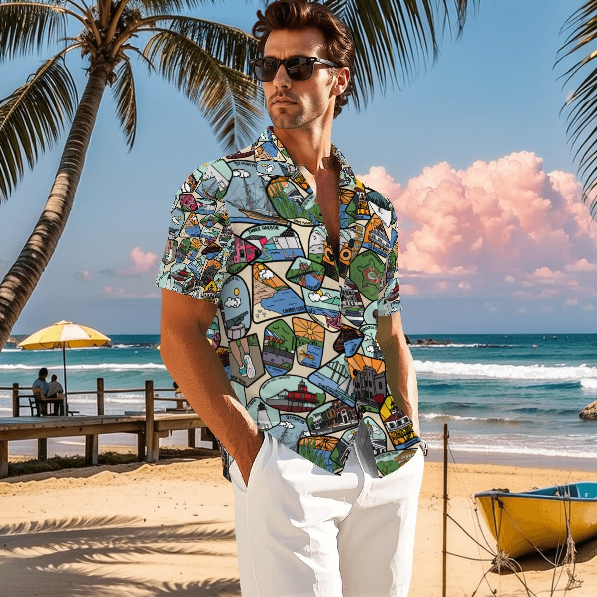 Maryland Badges Men's Short-Sleeve Button-Down Shirt