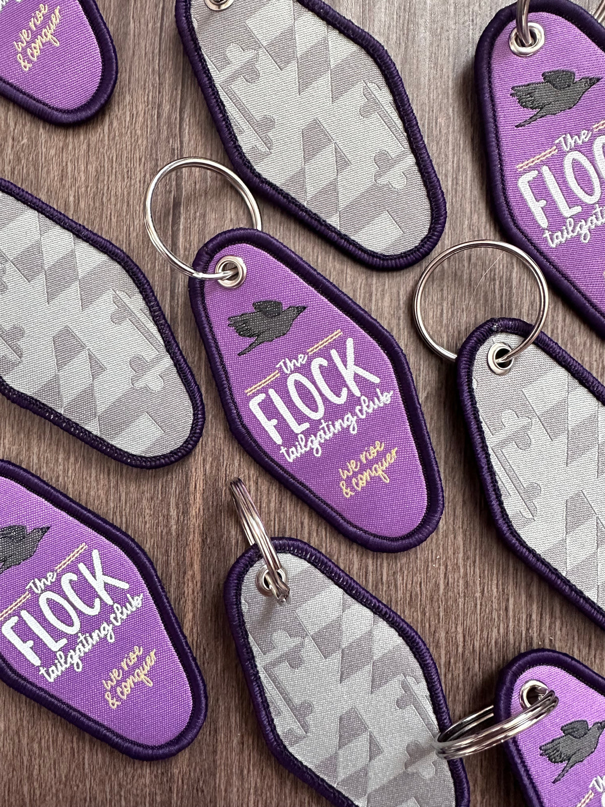Baltimore Ravens Flock Tailgating Club Patch Keychain