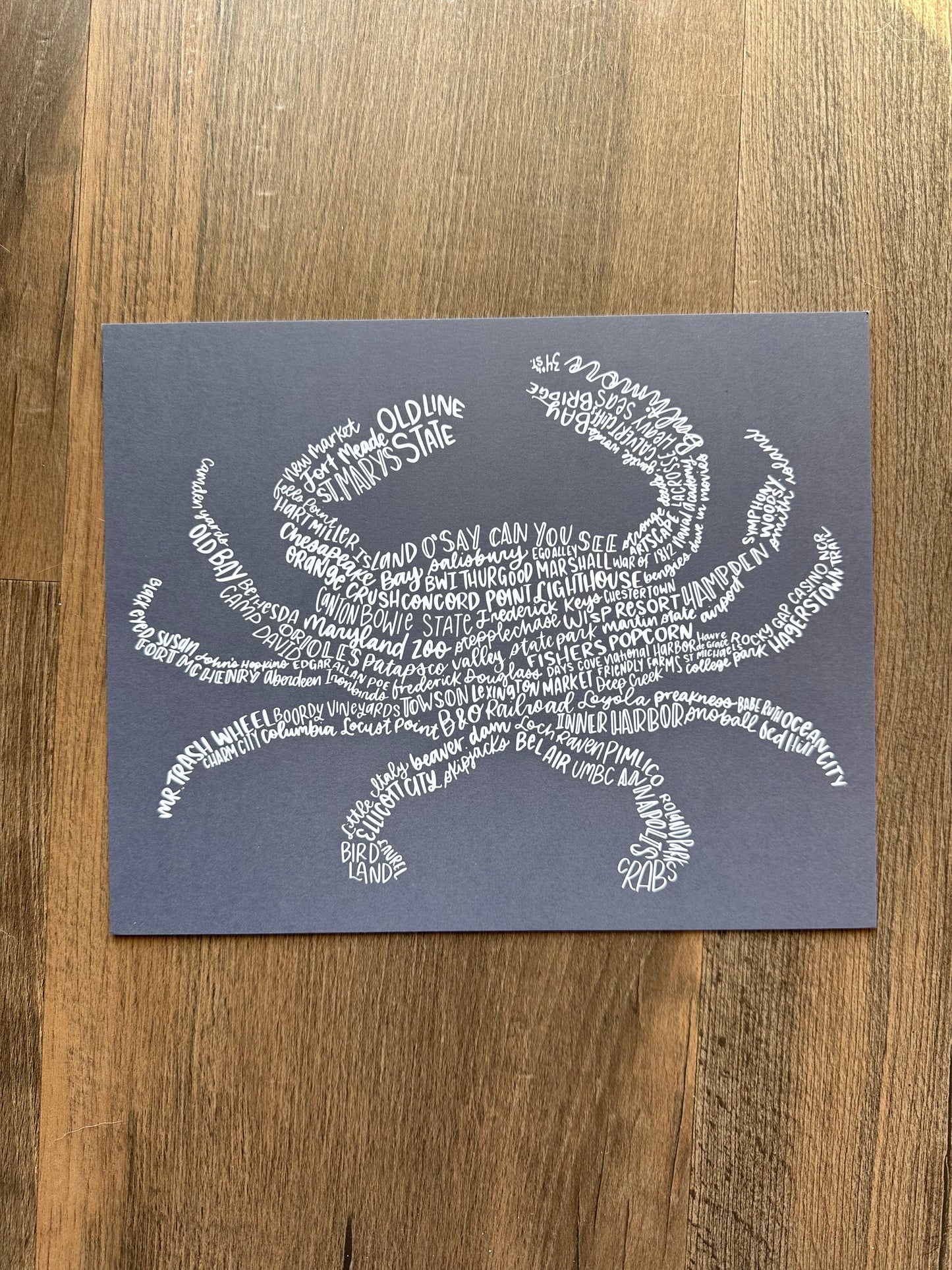 Hand Lettered Crab Artwork