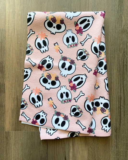 Floral Skulls Halloween Towel