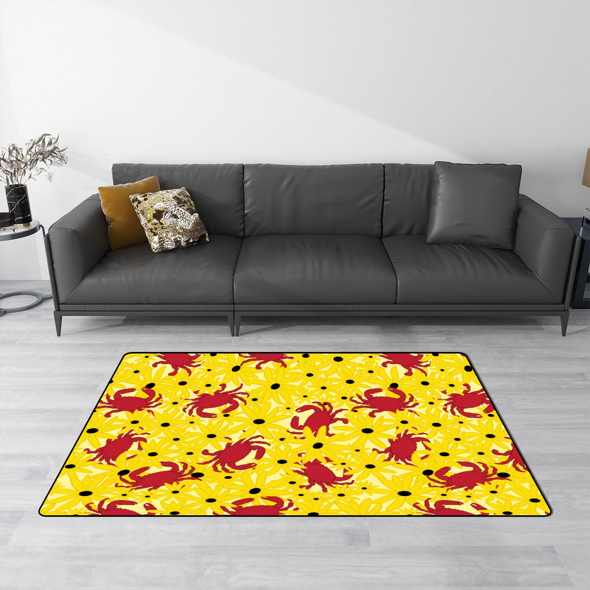 Crabs and Susans Flannel Non Slip Area Rug
