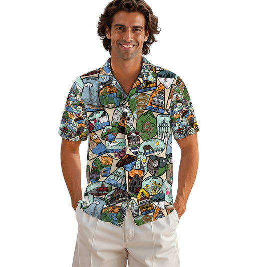 Maryland Badges Men's Short-Sleeve Button-Down Shirt