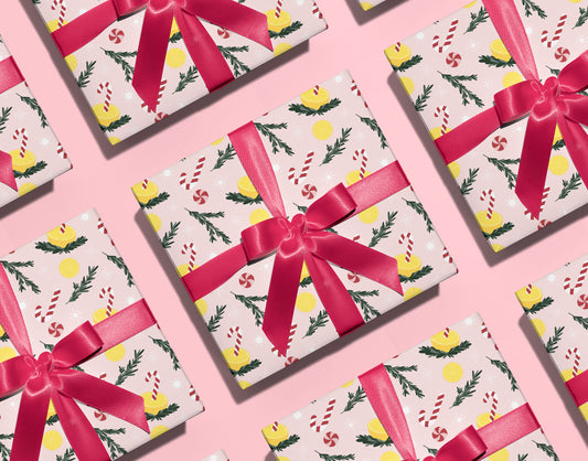 Holiday Lemon Peppermint Wrapping Paper