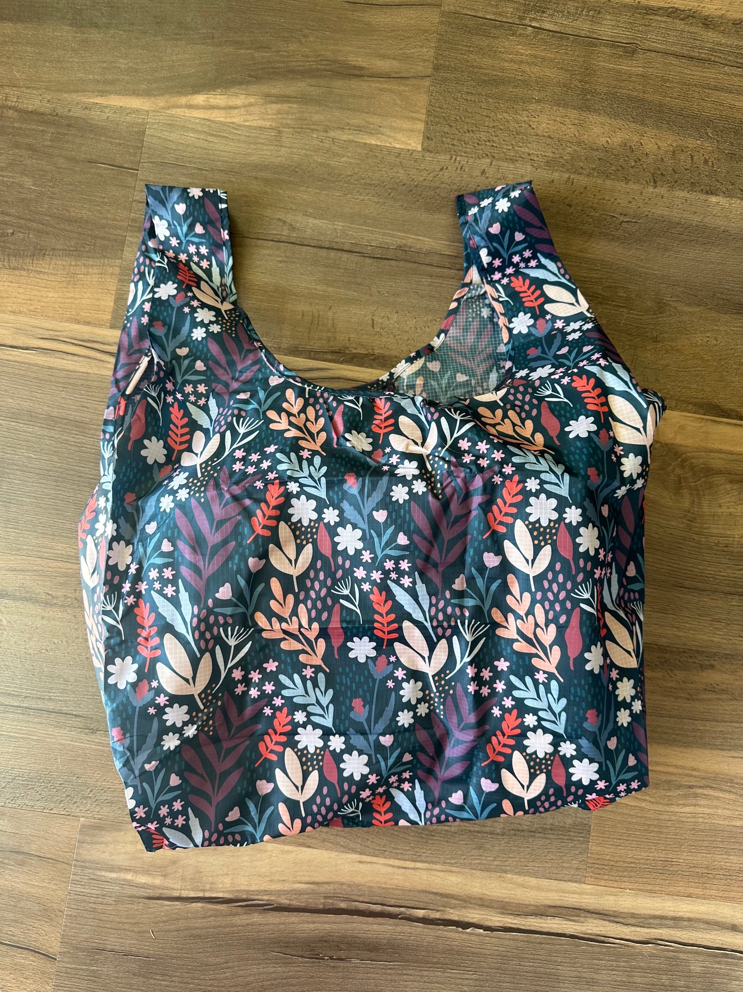 Whimsical Floral Packable Tote Bag